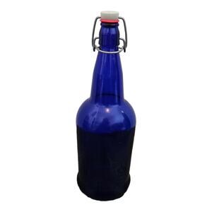 VINTAGE GROLSCH COBALT BLUE GLASS‎ BOTTLE W/FLIP TOP STOPPER